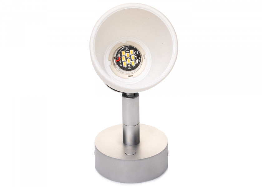 LED vegglampe R1-1 krom matt med kritthvitt glass bakside