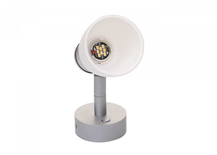 LED vegglampe R1-1 krom matt satinert hvitt glass Dim2Warm bakside