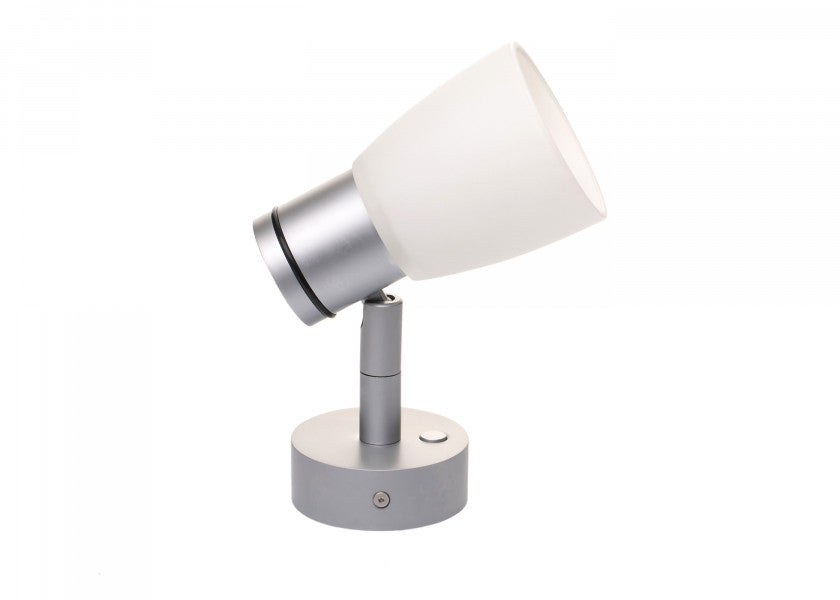 LED vegglampe R1-1 krom matt satinert hvitt glass Dim2Warm front