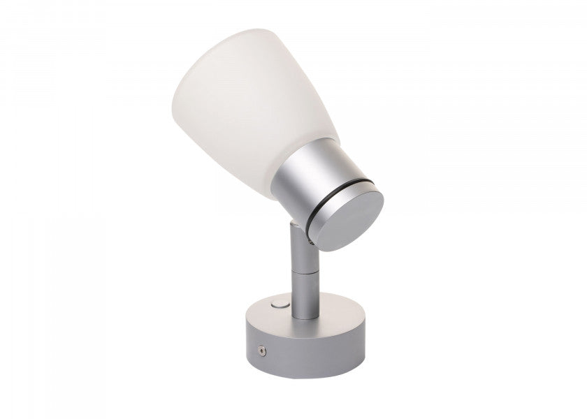 LED vegglampe R1-1 krom matt satinert hvitt glass Dim2Warm montert
