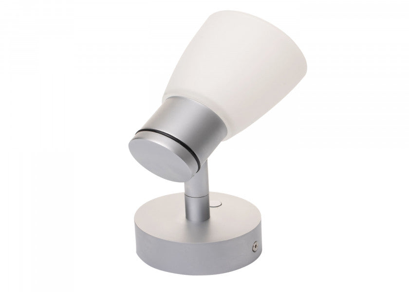 LED vegglampe R1-1 med USB krom-matt satinert glass bakside