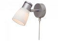 LED vegglampe R1-1 USB krom matt kritthvitt glass Dim2Warm front