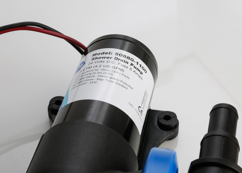 Lensepumpe 24V 16 l/min 3/4 tilkobling bakside