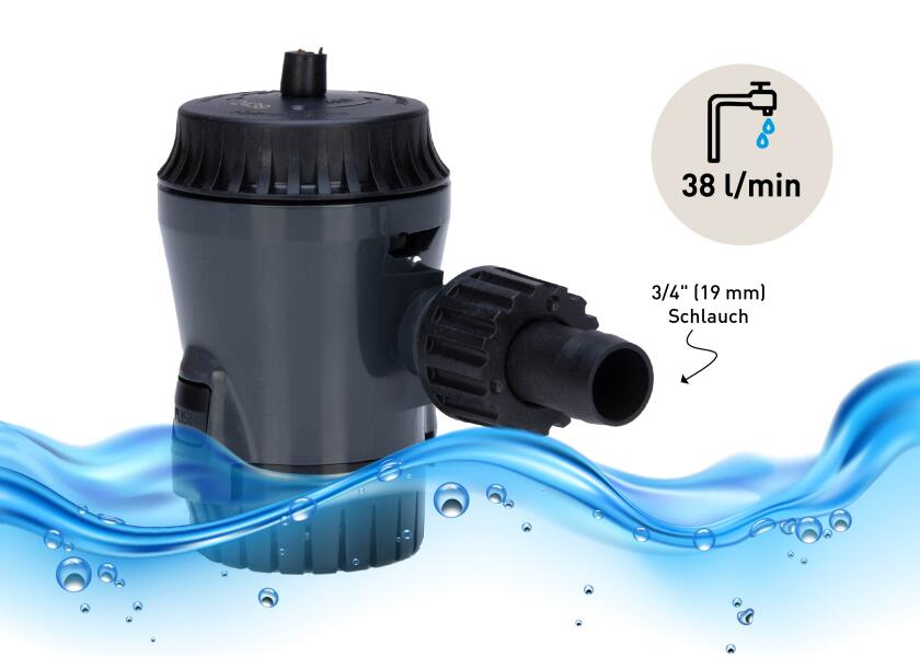 Lensepumpe Aqua Void automatisk 500 GPH 12V 38 l/min 3/4" - Johnson Pump
