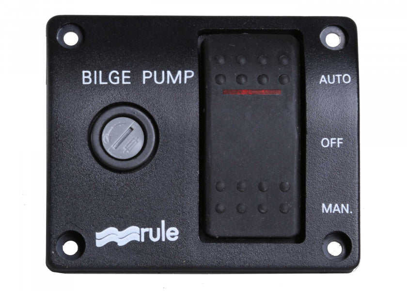 Lensepumpe kontrollpanel 12V med sikringsholder - Rule forfra