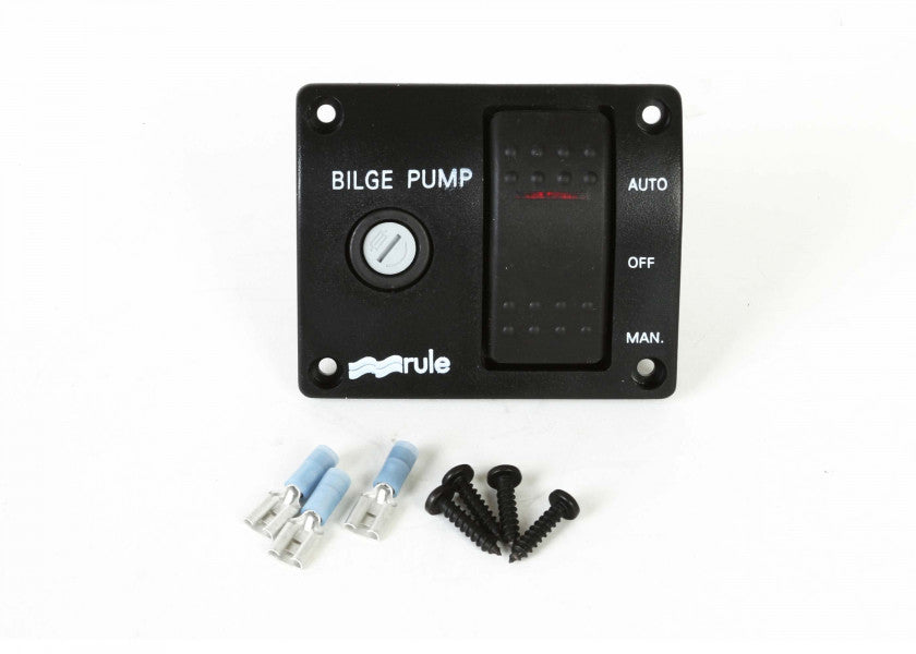 Lensepumpe kontrollpanel 12V med sikringsholder - Rule bakside