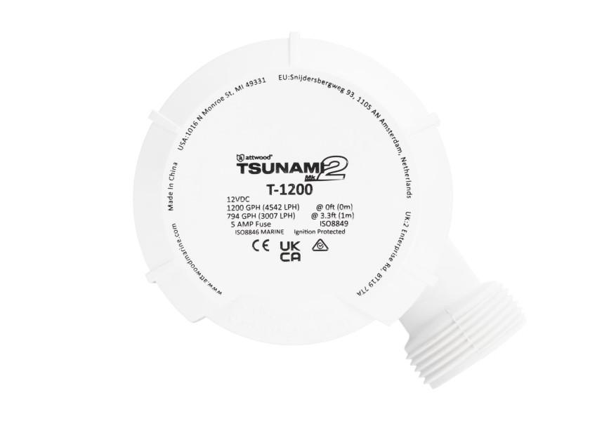 Lensepumpe TSUNAMI Mk2 1200 12V 76 l/min ventil detalj