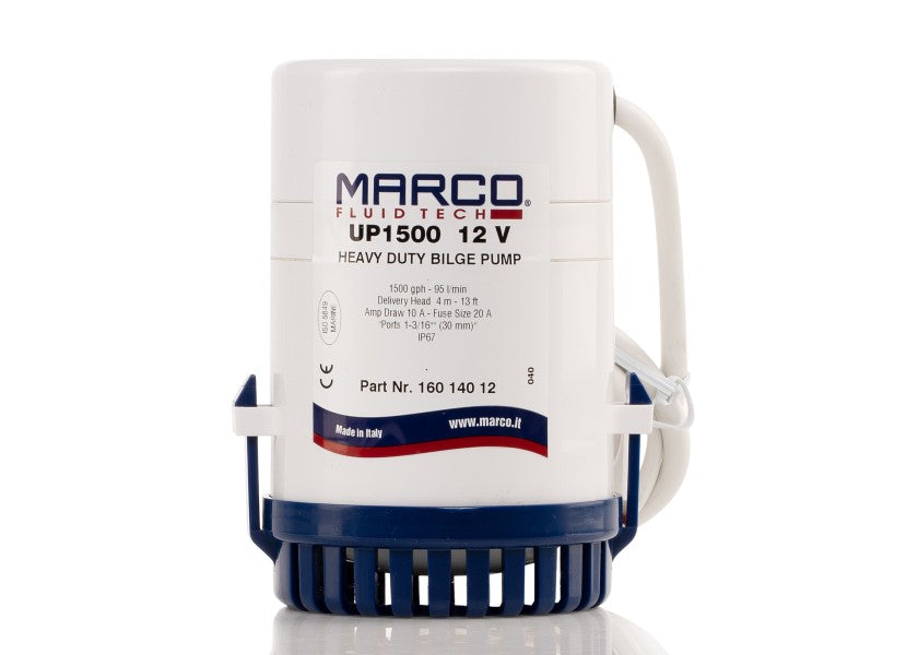 Lensepumpe UP1500 12V 95 l/min slangetilkobling forfra