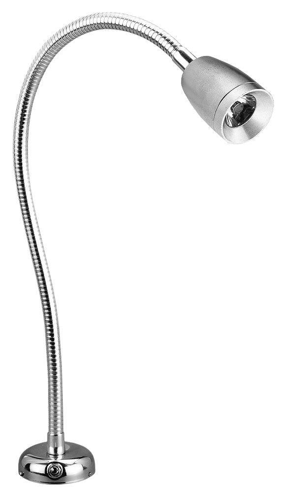 Leselampe LED fleksibel forkrommet messing 1 W - Allpa forfra