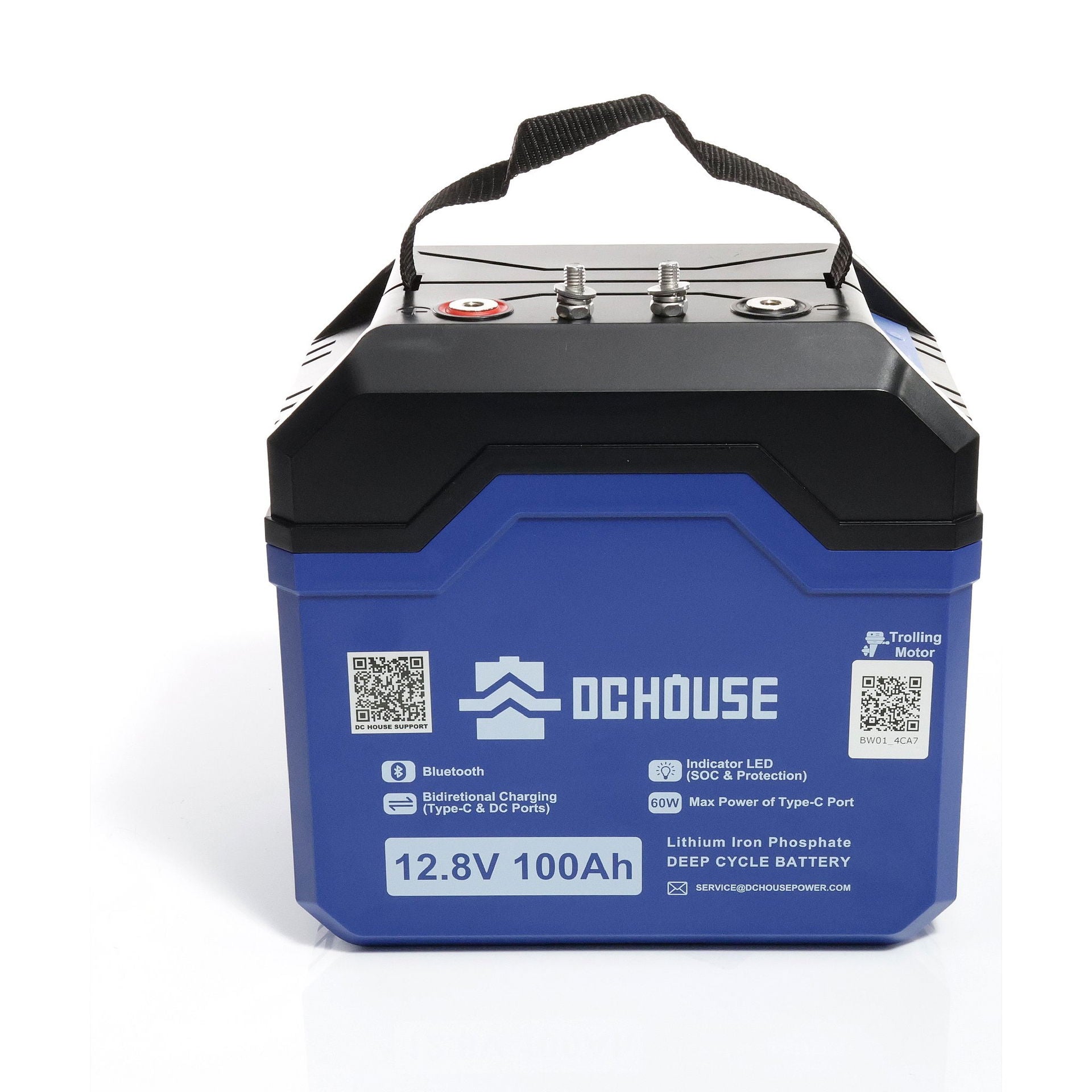LiFePO4 batteri 12V 100Ah med Bluetooth bakside