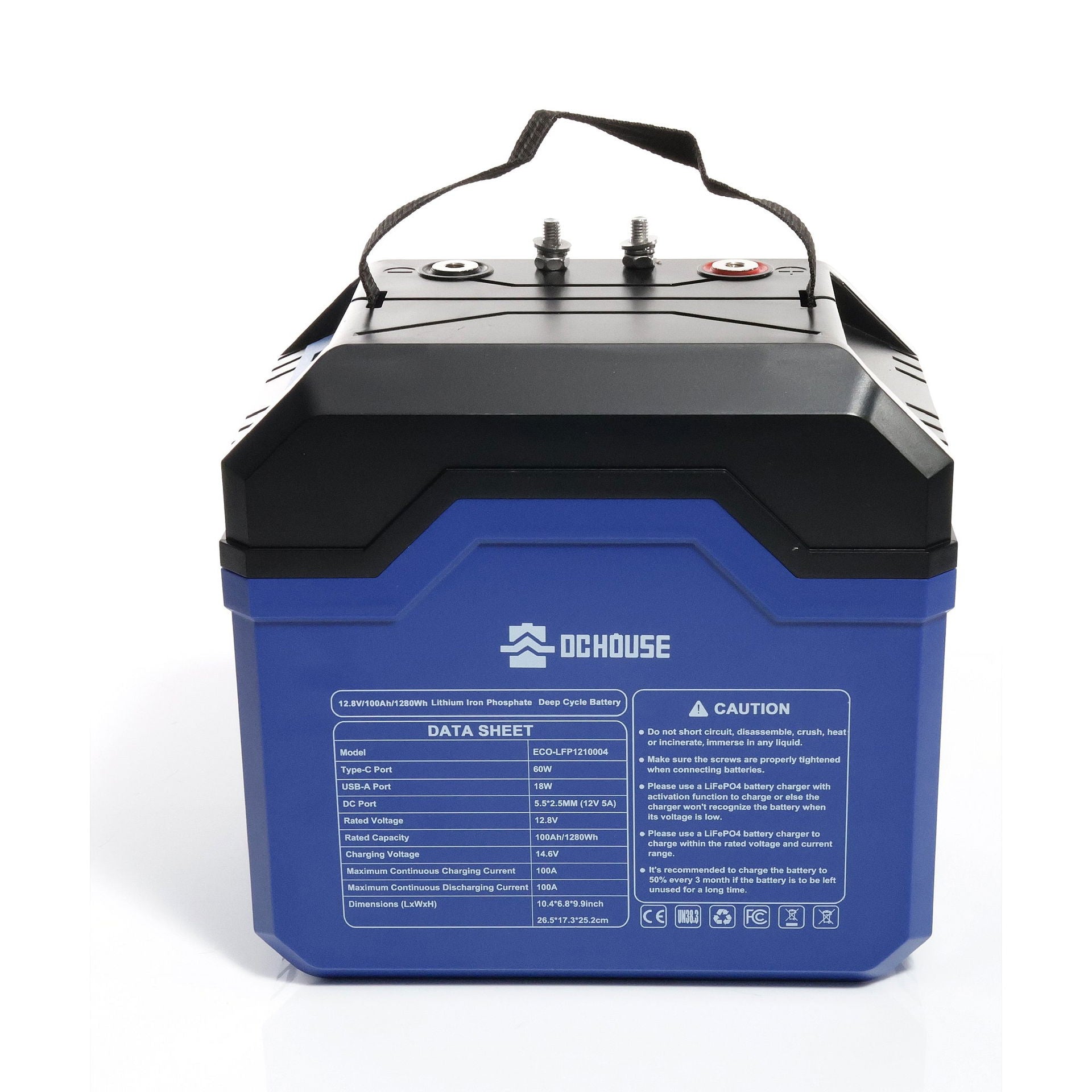Montert LiFePO4 batteri 12V 100Ah med Bluetooth i båt