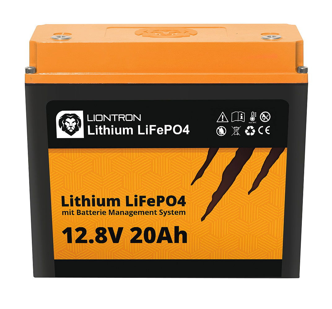 LiFePO4 batteri 12V 20Ah 256Wh med BMS 2,9 kg forside