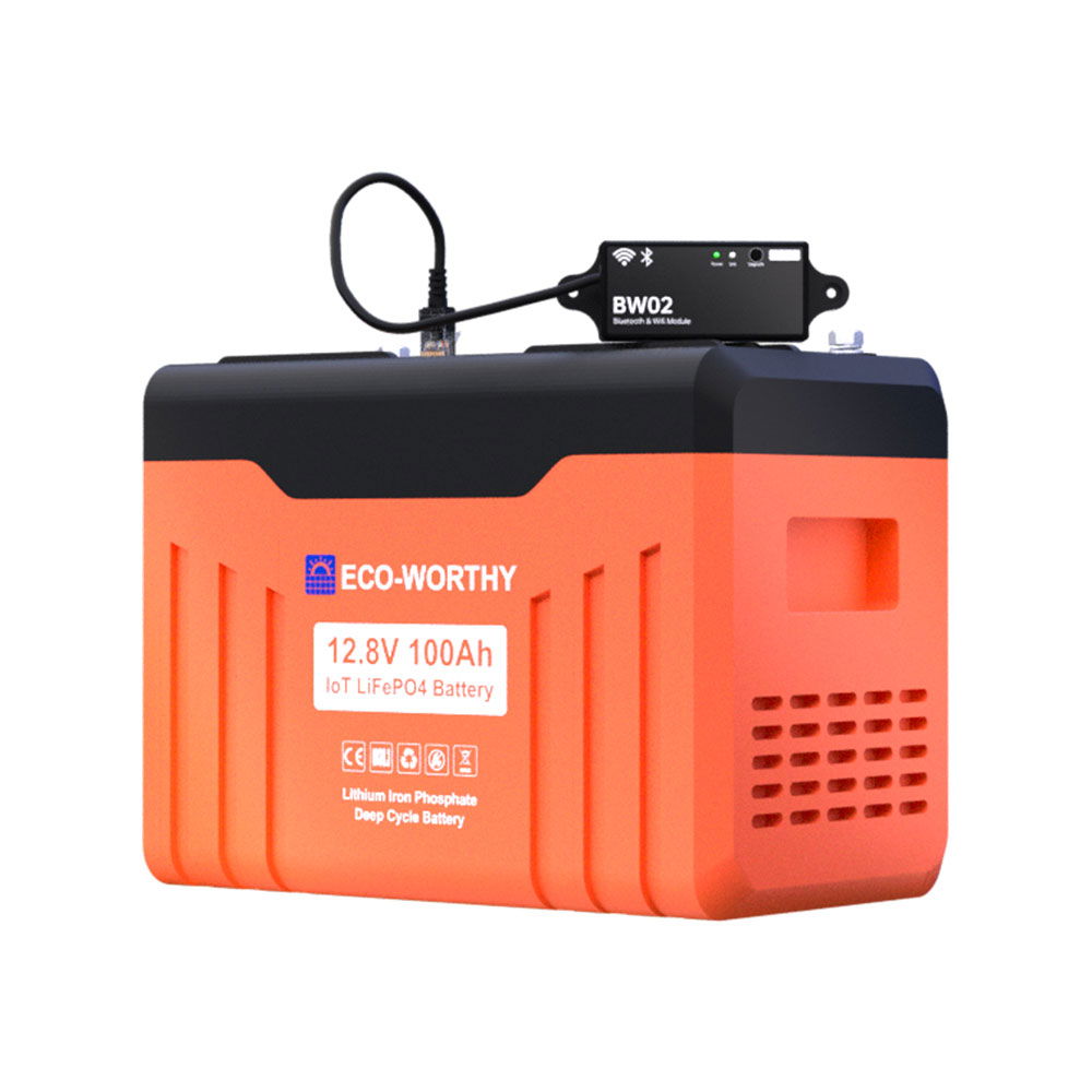 LiFePO4 litiumbatteri 12V 100 Ah 1,28 kWh 10,6 kg - Eco Worthy Bluetooth