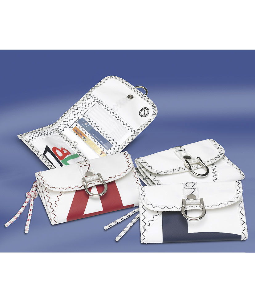 Lommebok i seilduk 14,5 x 10 cm - Navyline forfra