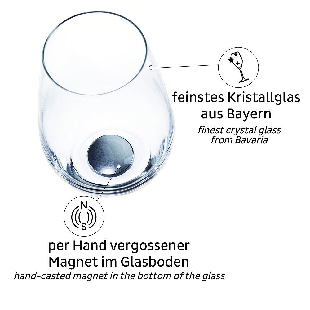 Longdrinkglass med magnet krystall 2-pack detalj magnetbunn