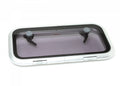 Low-profile dekksluke 556 x 278 mm aluminium røykgrå 180° forfra