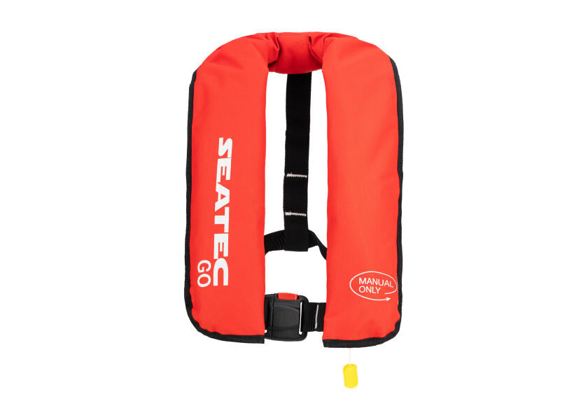 Manuell redningsvest GO 150 N rød polyester forfra