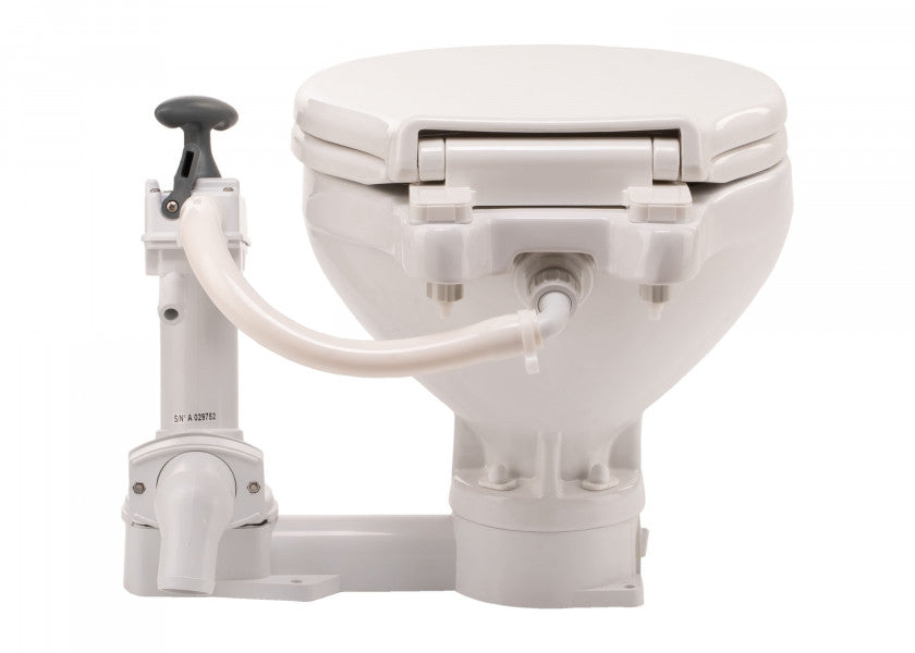 Manuelt toalett AquaT kompakt med soft close-lokk - Johnson Pump bakside