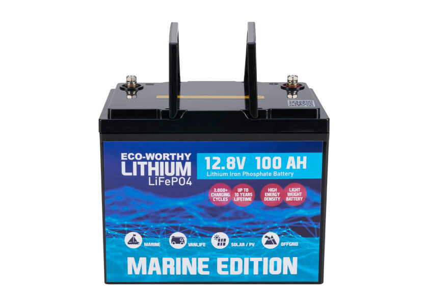 Marine litiumbatteri LiFePO4 12V 100 Ah - ECO WORTHY forfra