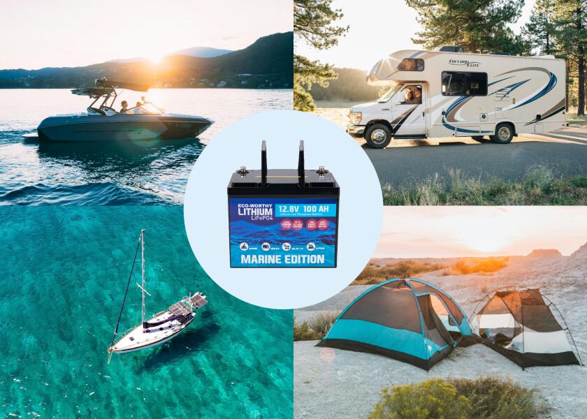 Marine litiumbatteri LiFePO4 12V 100 Ah - ECO WORTHY forfra