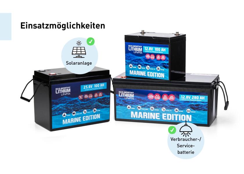 Marine litiumbatteri LiFePO4 12V 100 Ah - ECO WORTHY detalj