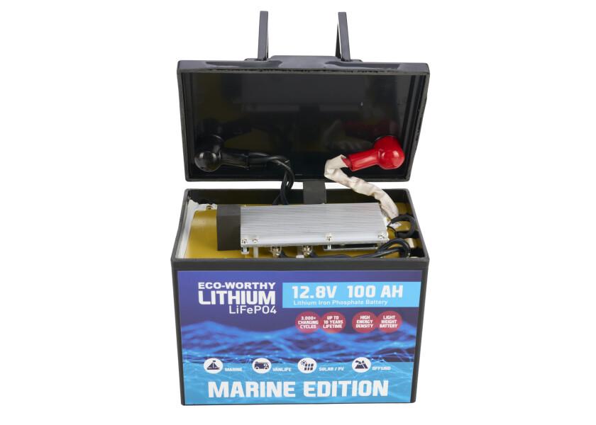 Marine litiumbatteri LiFePO4 12V 100 Ah - ECO WORTHY bakside