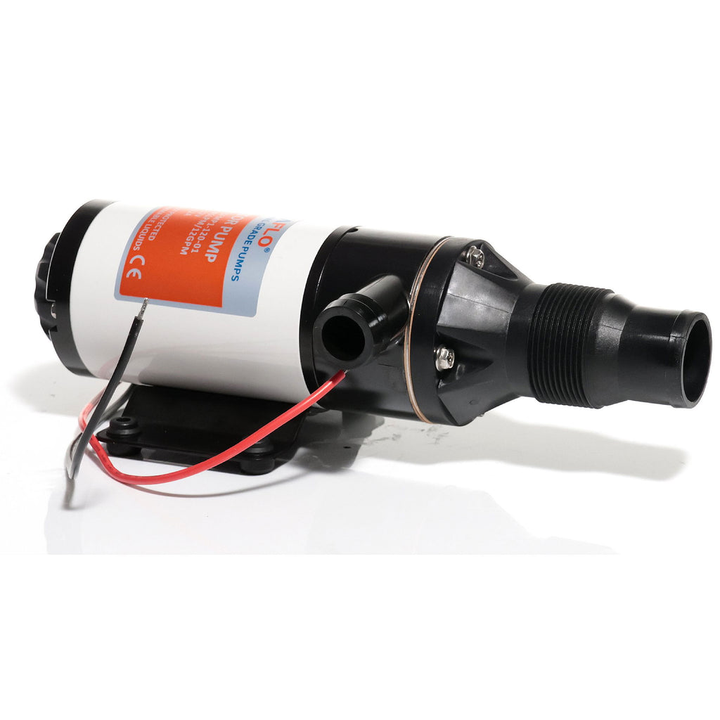 Maseringspumpe 12V 45 l/min 12 A innløp 38 mm bakside