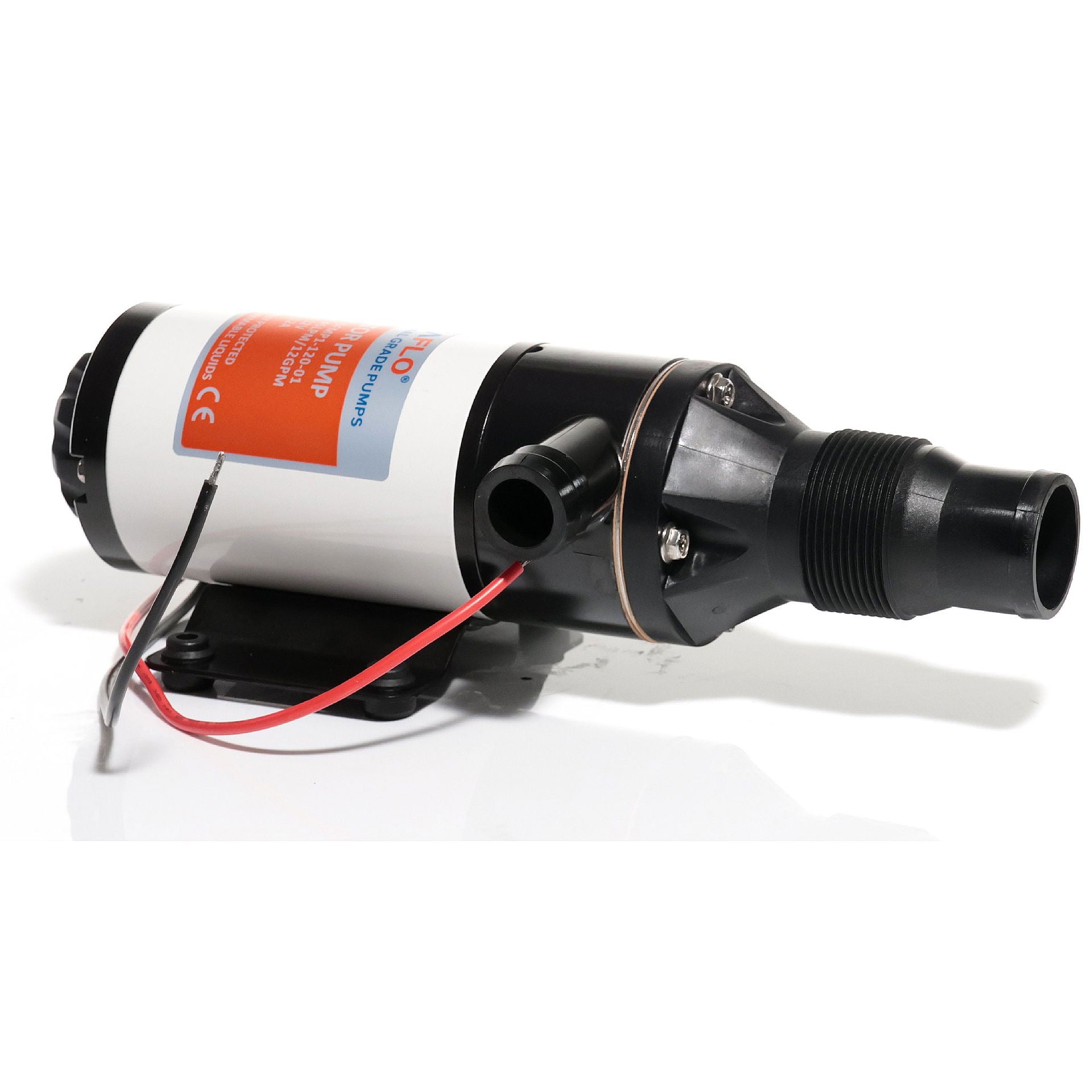 Maseringspumpe 12V 45 l/min 12 A innløp 38 mm bakside