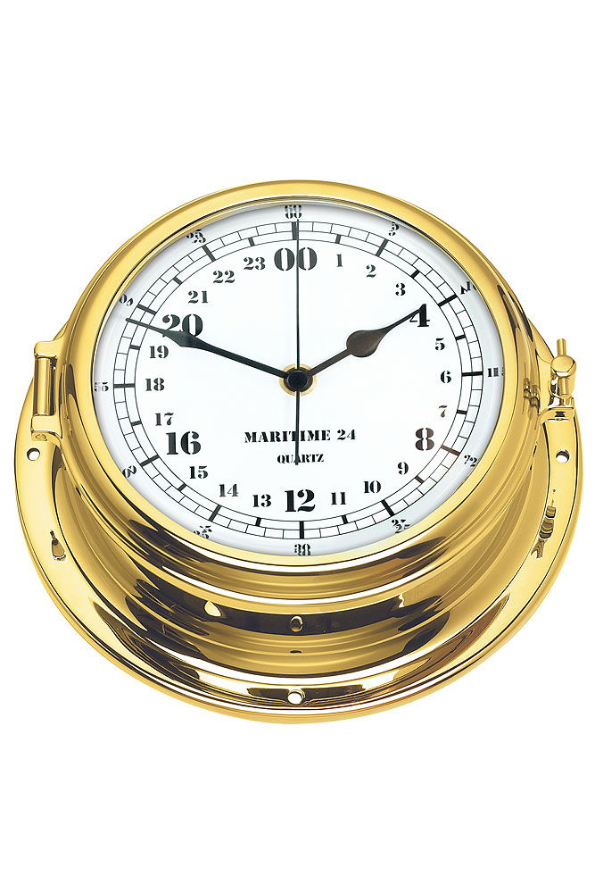 Messingklokke 24-timers kvarts 15 cm diameter - Compass forfra