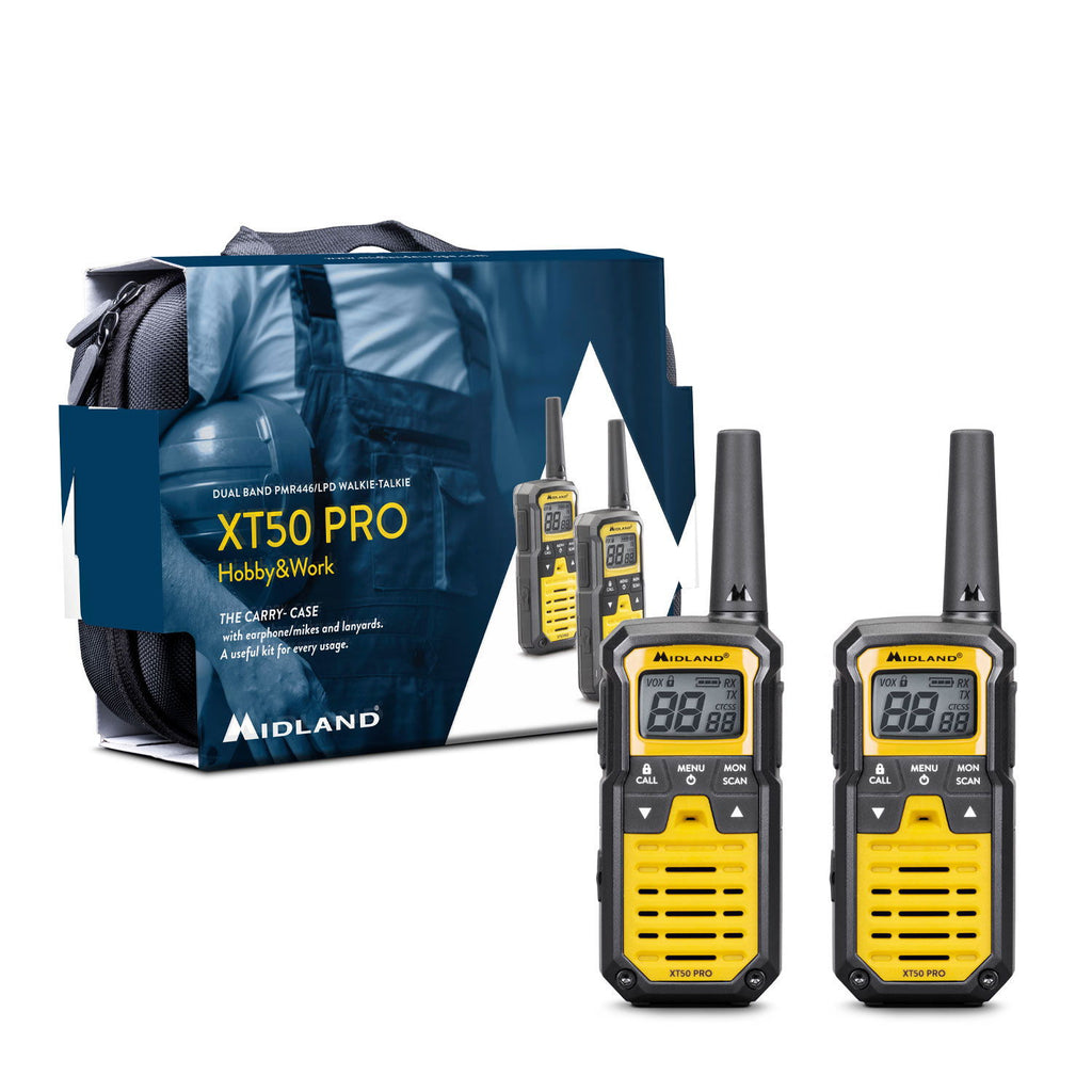 Montert Midland XT50 Pro PMR446 radio koffertsett i bruk