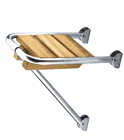 Mini badeplattform rustfritt stål med teak 27 x 36 cm - Compass forfra