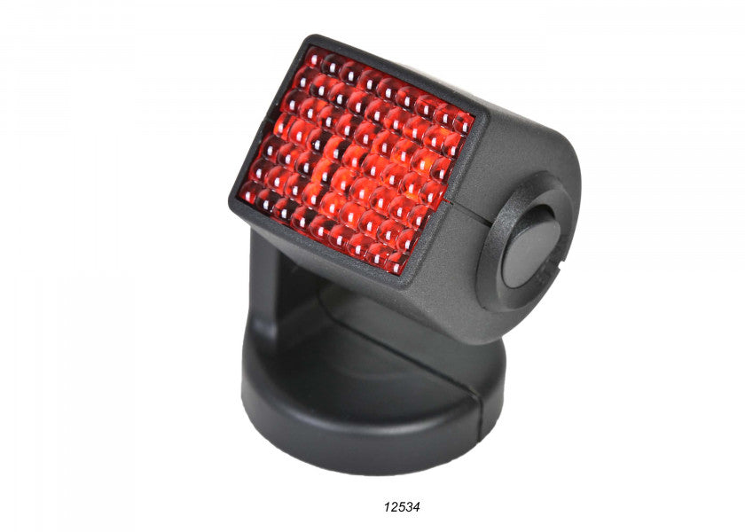 Mini-halogenspot 12V 340° roterbar med rød linse bakside