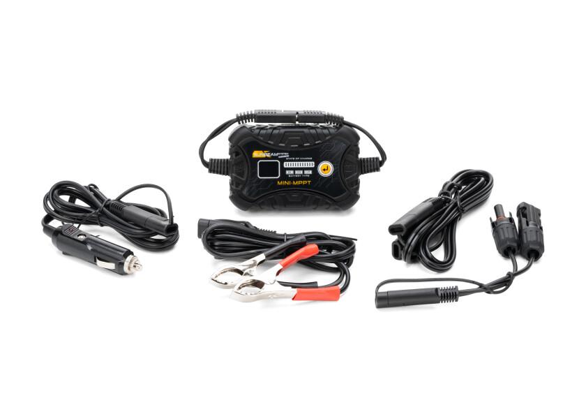 Mini MPPT solcelleregulator portabel med SAE-tilkobling bakside Sunbeam