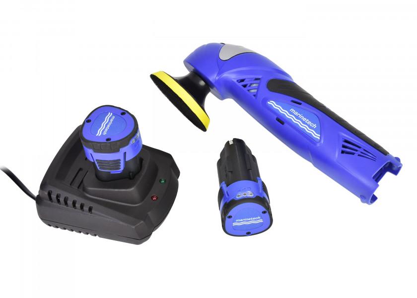 Mini polerings- og slipemaskin batteridrevet for båt bakside