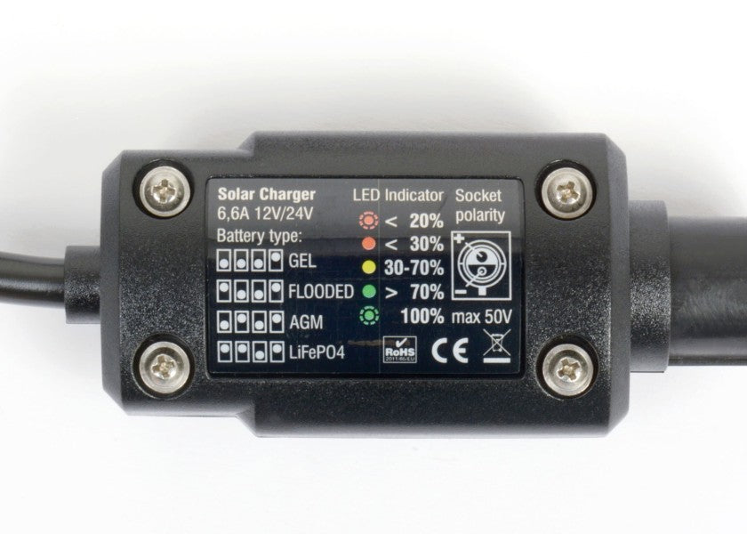 Miniatur solcelleregulator FOX-062 PWM 6,6A 12/24V tekniske detaljer