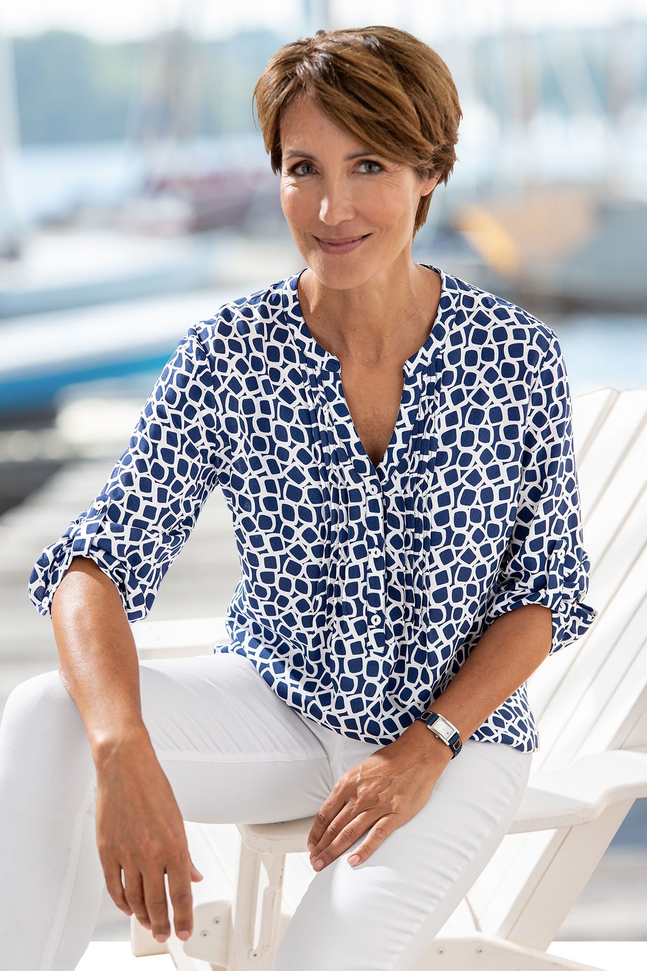 Mønstret bluse for dame - ANNA LARSSEN forfra