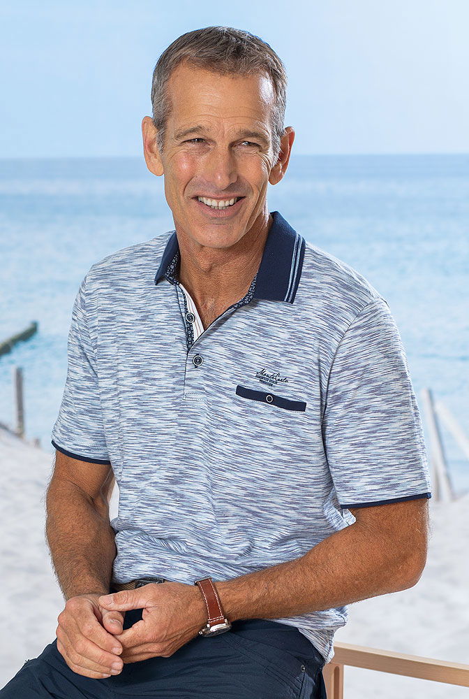 Monte Carlo poloskjorte melange jersey forfra