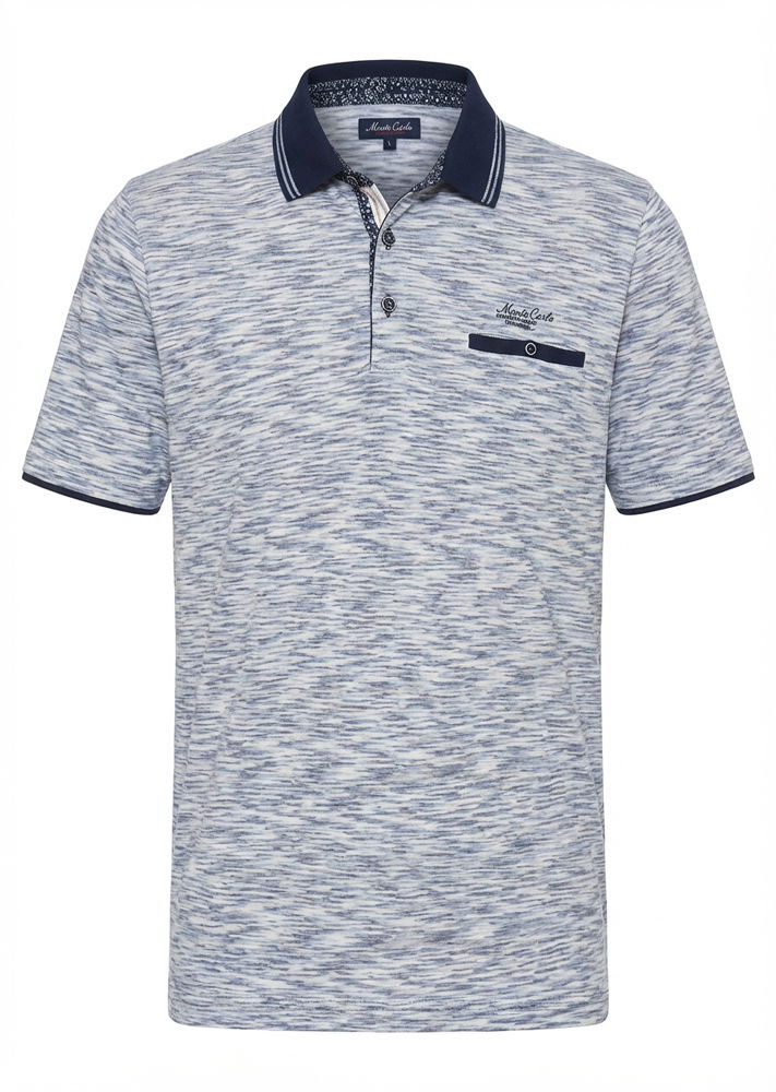 Monte Carlo poloskjorte melange jersey nærbilde av knapp