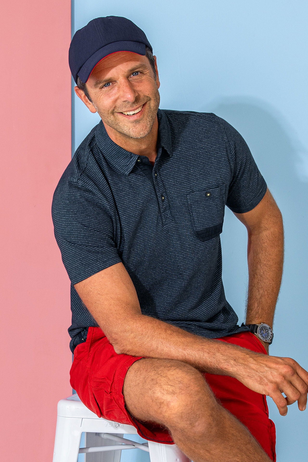Montert Monte Carlo stripet poloskjorte kortermet jersey på modell