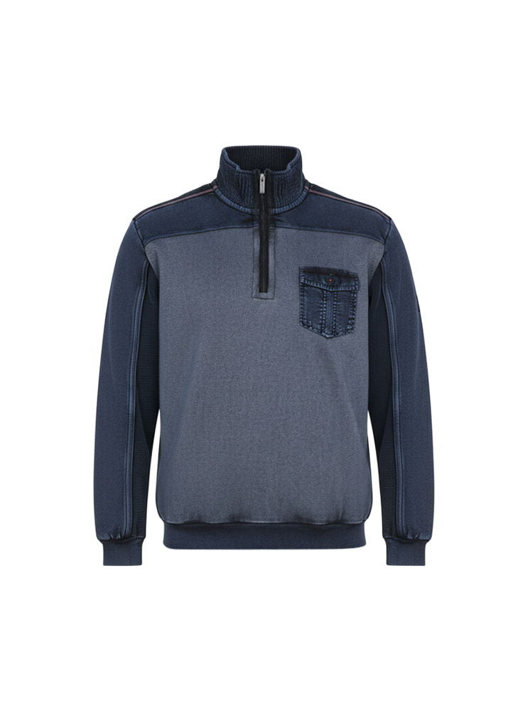 Nærbilde av glidelås på Monte Carlo sweater med glidelås i used-look