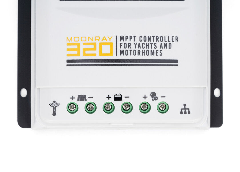 MPPT solcelleregulator MoonRay 320 tilkoblinger
