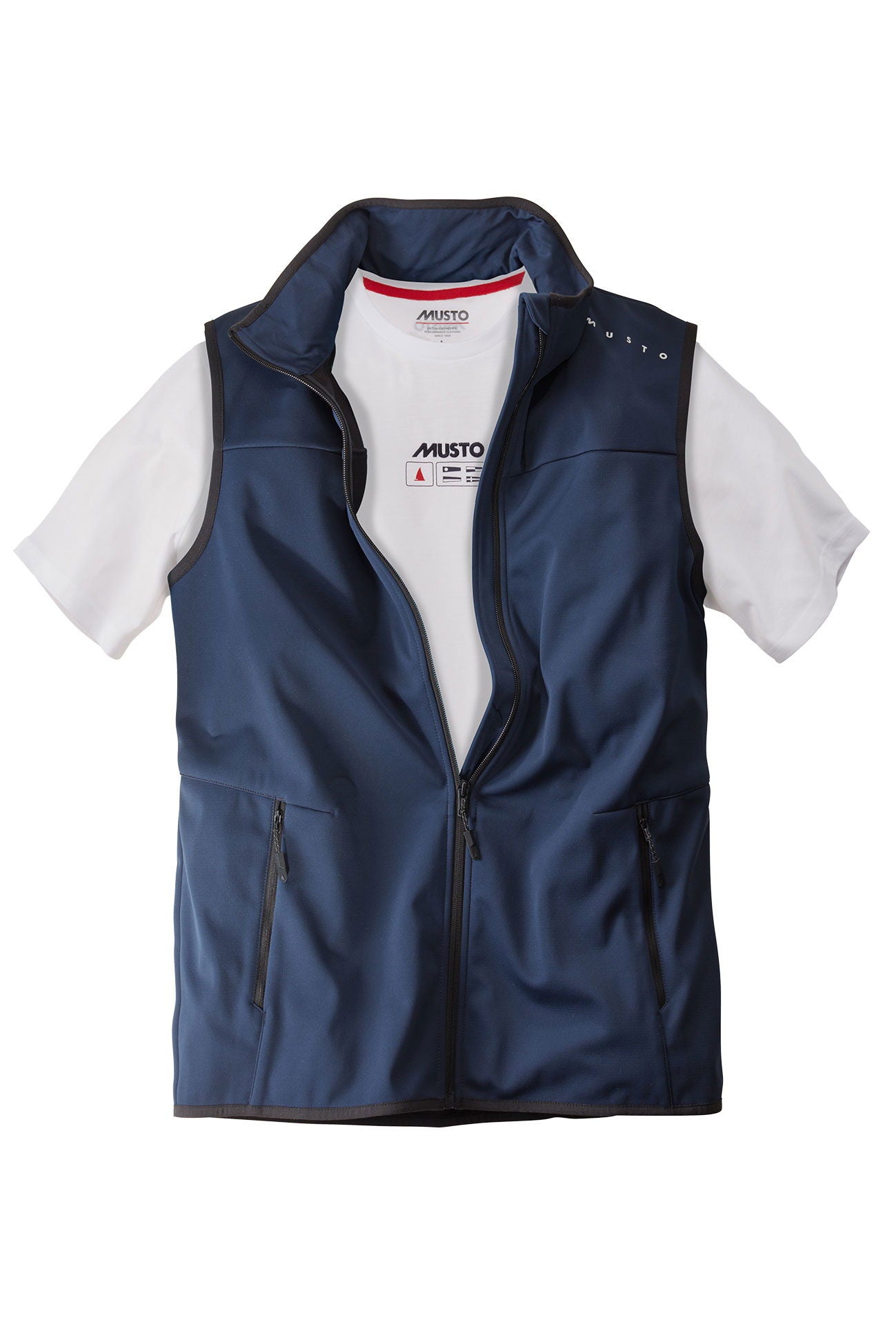 Musto EVO Crew softshellvest med DWR vannavvisende forfra