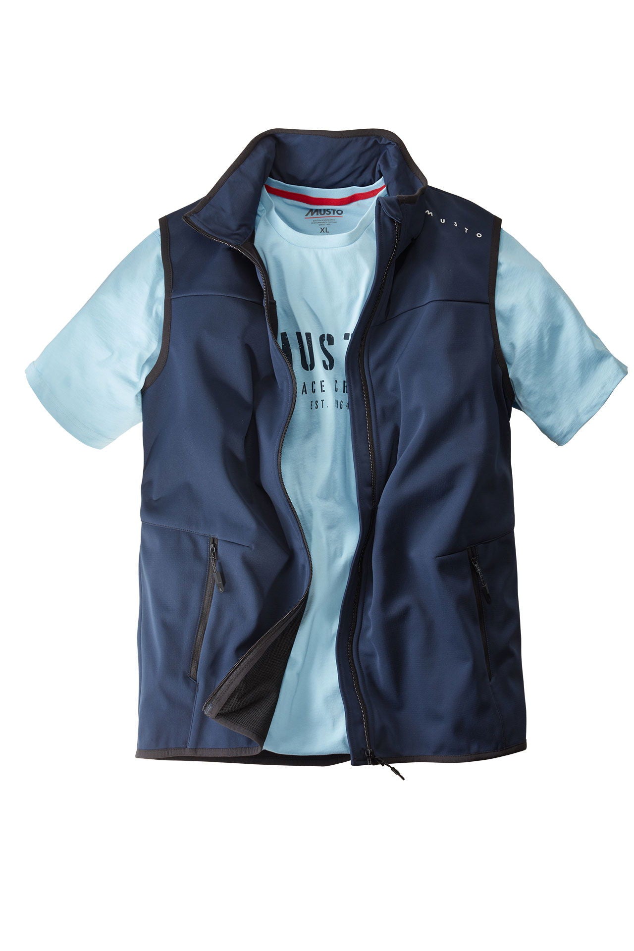 Musto EVO Crew softshellvest med DWR vannavvisende bakside
