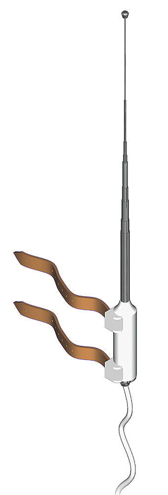 Nødantenne VHF 156,8 MHz 25 cm med 5 m kabel forfra
