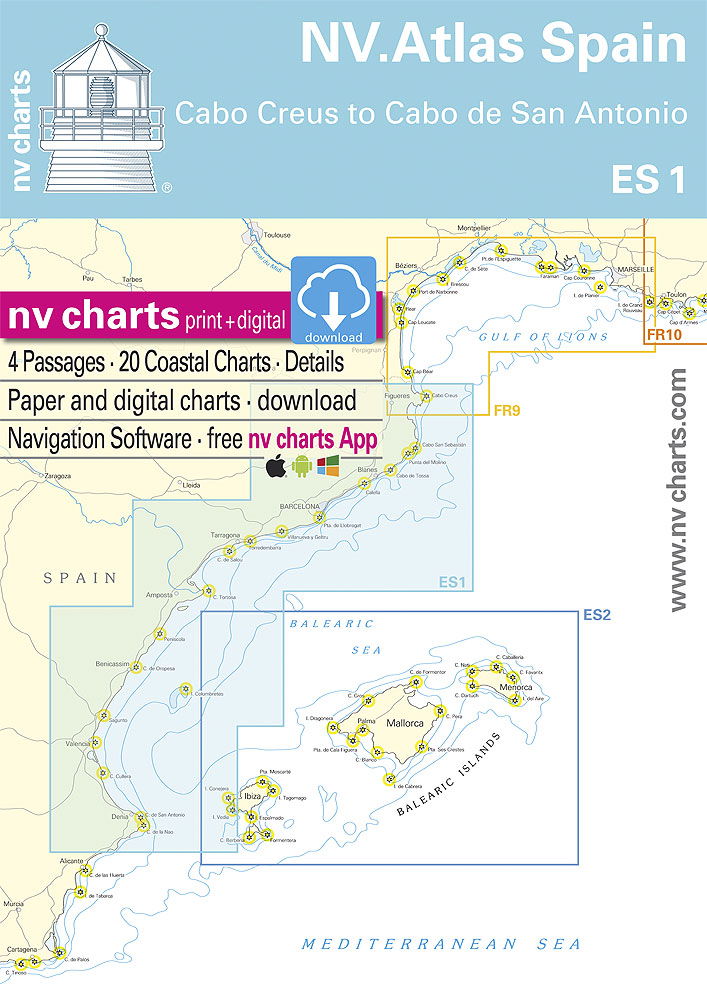 NV. Atlas Spania ES 1 - Cabo Creus til Cabo San Antonio - NV-Verlag forside