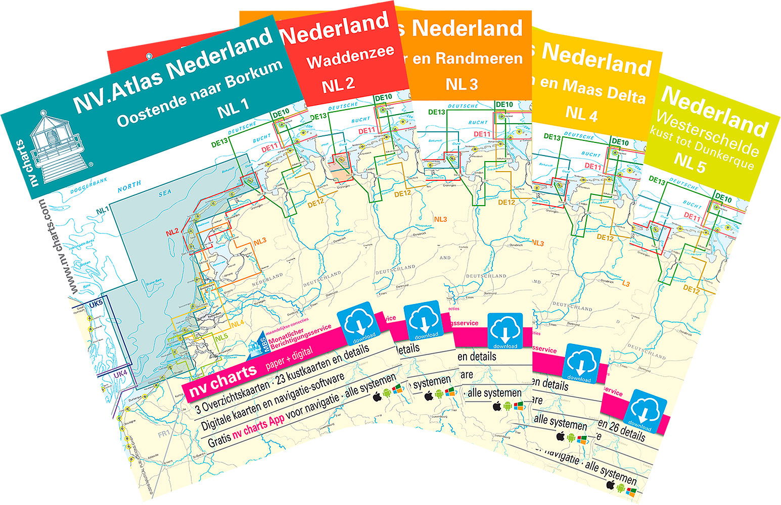 Nederland NV sjøkartatlas Vadehavet 30 x 42 cm med digital nedlasting forside