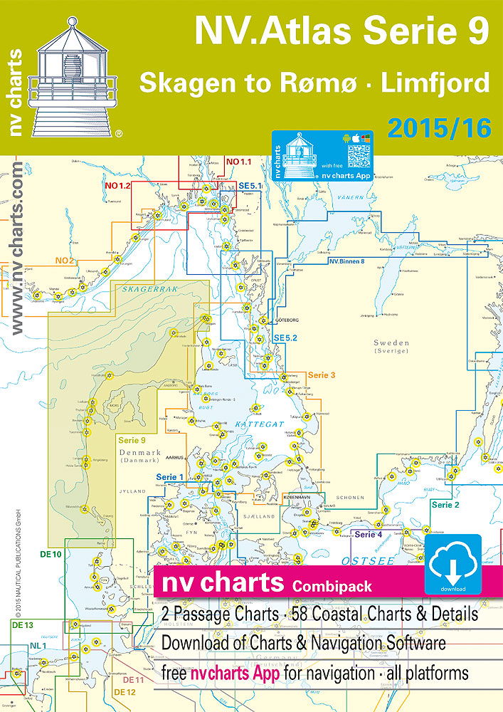 NV Verlag Atlas Serie 9 Skagen Rømø Limfjord sjøkart for navigasjon