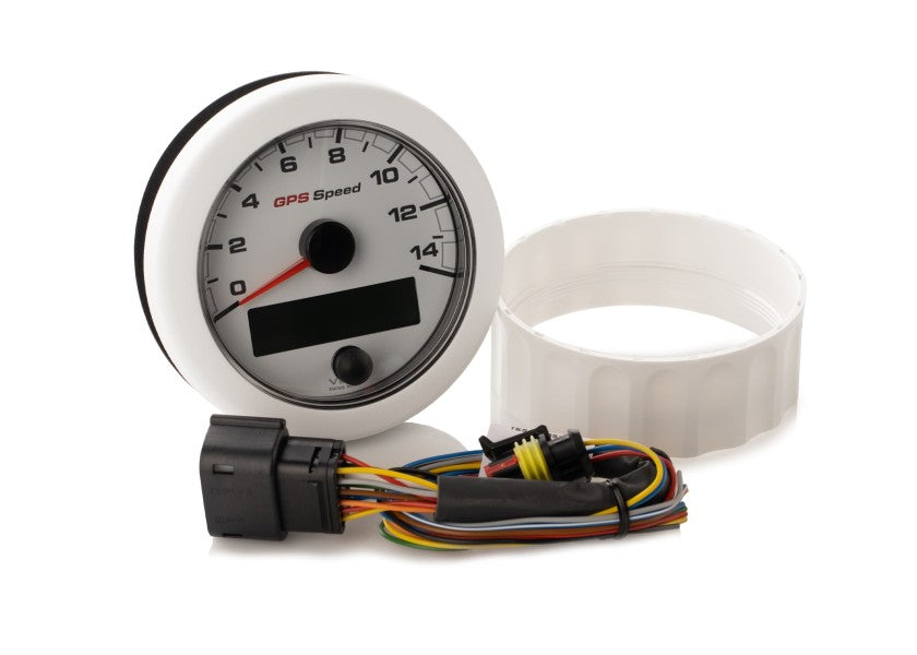 Oceanlink GPS speedometer 0-14 knop 85 mm hvit montert