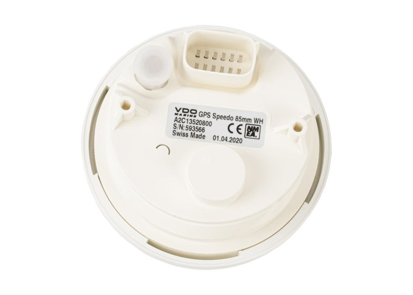 Oceanlink GPS-speedometer 0-35 kn 85 mm hvit NMEA 2000 bakside