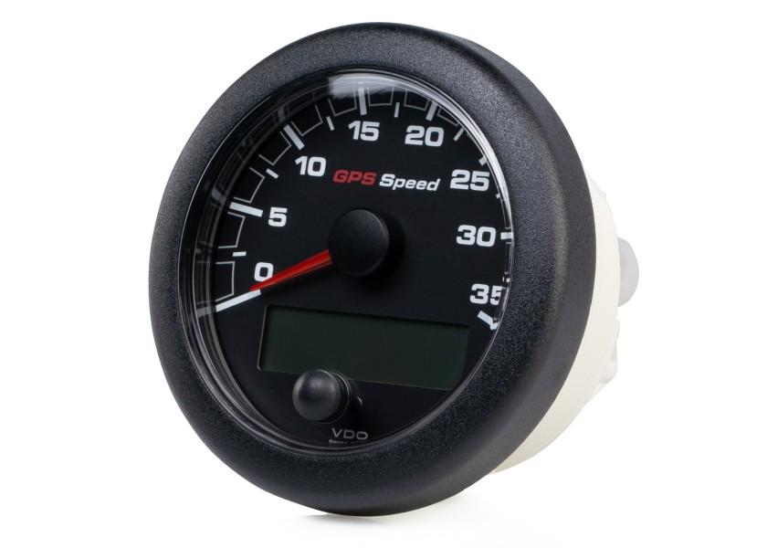 Montert Oceanlink GPS speedometer 0-35 knop 85 mm svart NMEA 2000 i båt